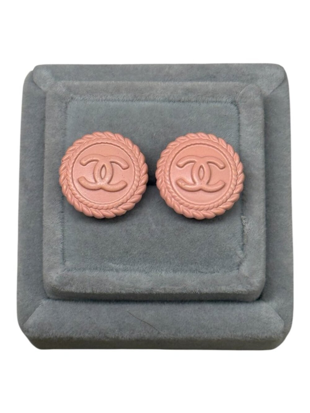 upcycled matte peach button earrings